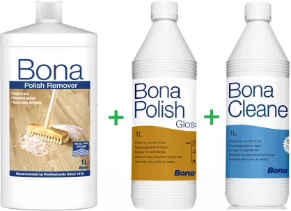 PROMOCJA ZESTAW: Bona Remover 1L + Polish Gloss 1L + Bona Cleaner 1L